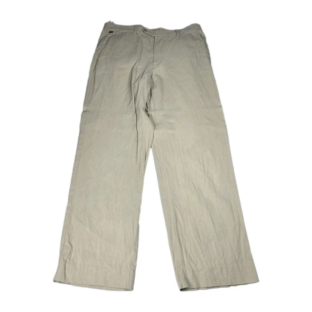 Tommy Bahama Pants Mens 34x32 Khaki Silk Cotton Herringbone Straight Chino 34